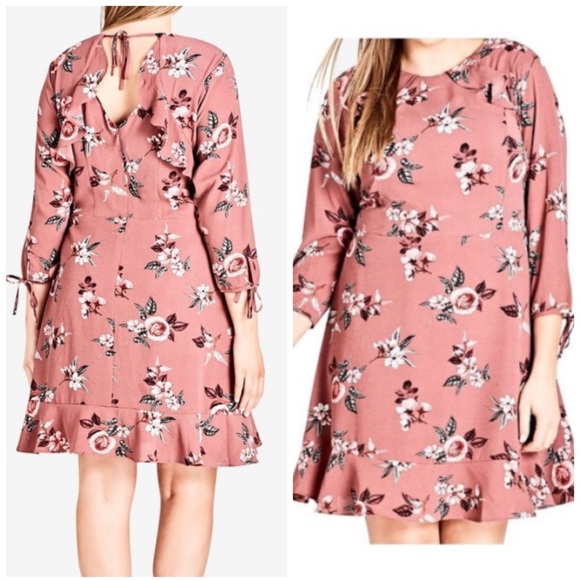 City Chic Dresses & Skirts - City Chic Rust Pink Floral Dress